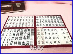 Mah Jong Marble Tile Complete Set With Flower Tiles Antique From Japan Excellent