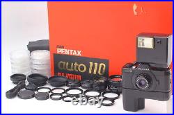 Near MINT in Box Pentax Auto 110 Complete Kit 18mm 34mm 50mm Lens From JAPAN