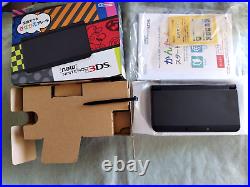 Nintendo new 3DS Black Used Complete Set Excellent with Protective Film from Japan