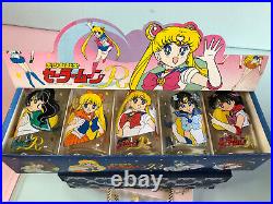 Sailor Moon R Glass cups tumbler set of 5 complete Vintage From Japan RARE 90's